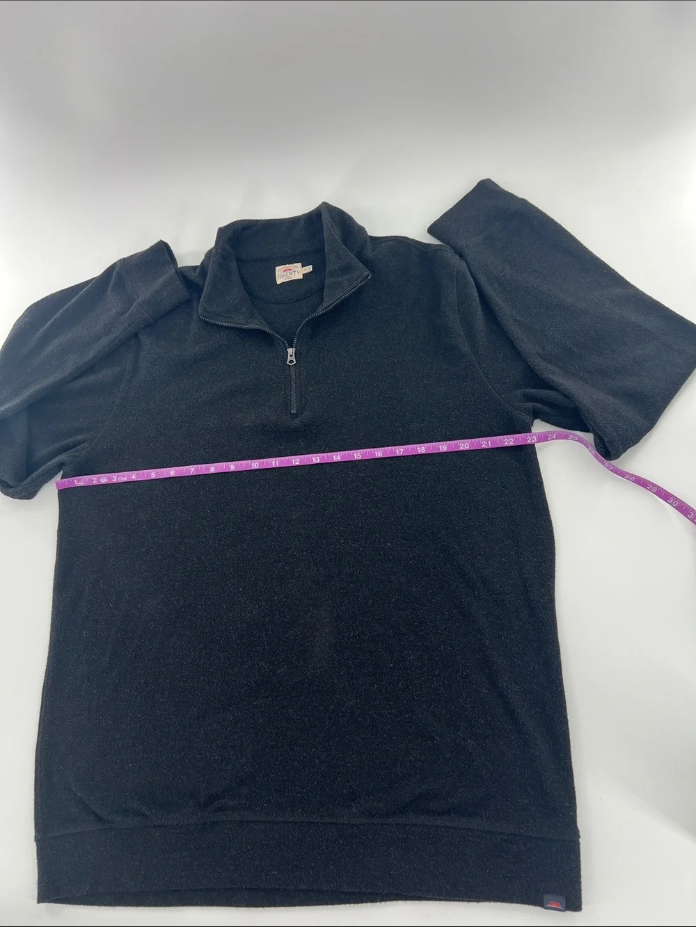 Faherty Men's Black Zip-Up Mock Neck Quarter Zip Sweater Layering XL Tall